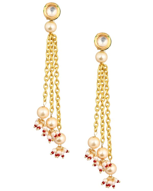 Kundan and pearl chain tassle earring 2