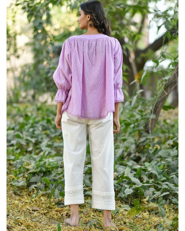 Purple jacquard top with pants - set of two 3