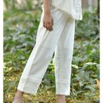 Off white lace detailed cotton pants by Jalpa Shah