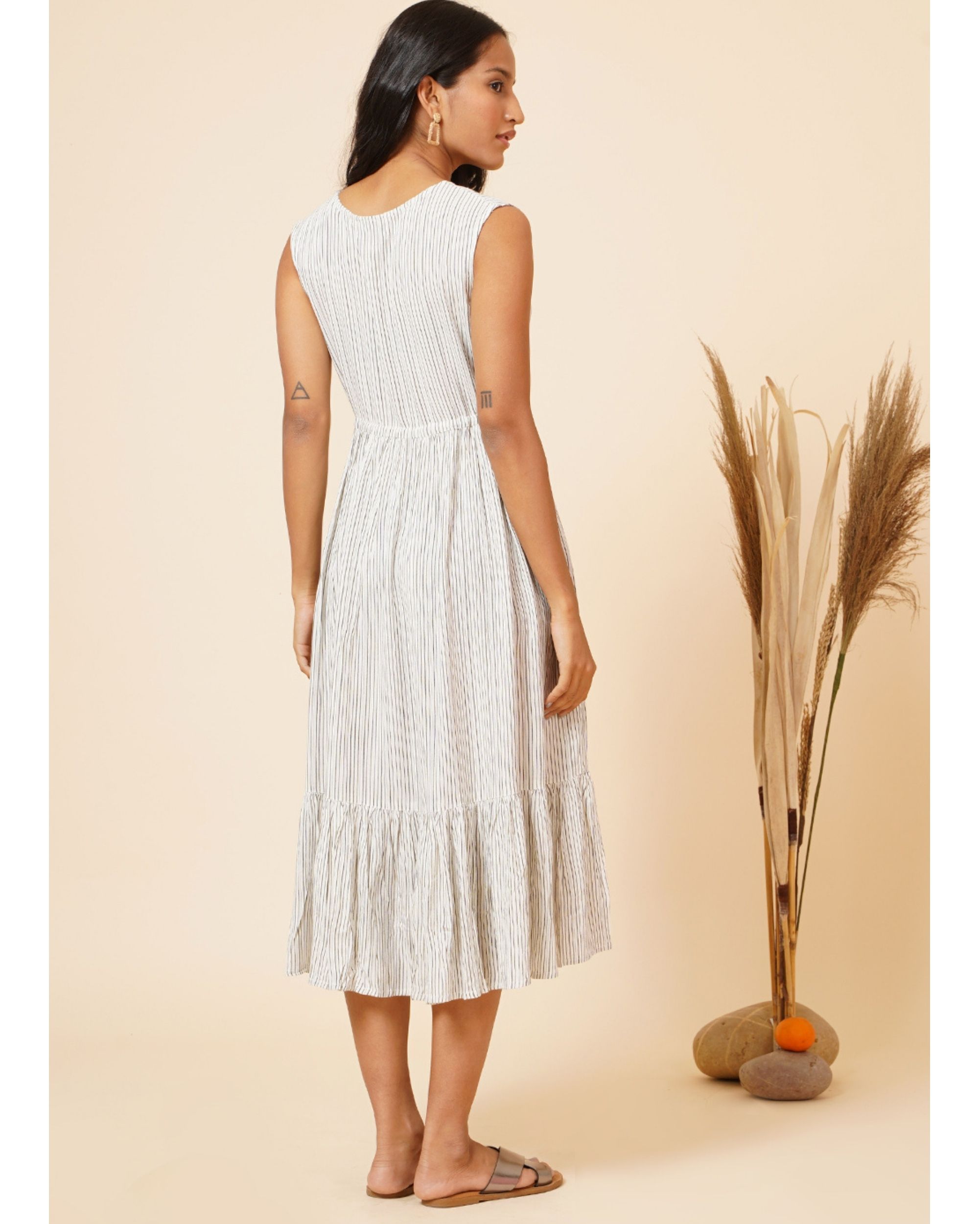 Blue and white striped maxi dress by Miar The Secret Label