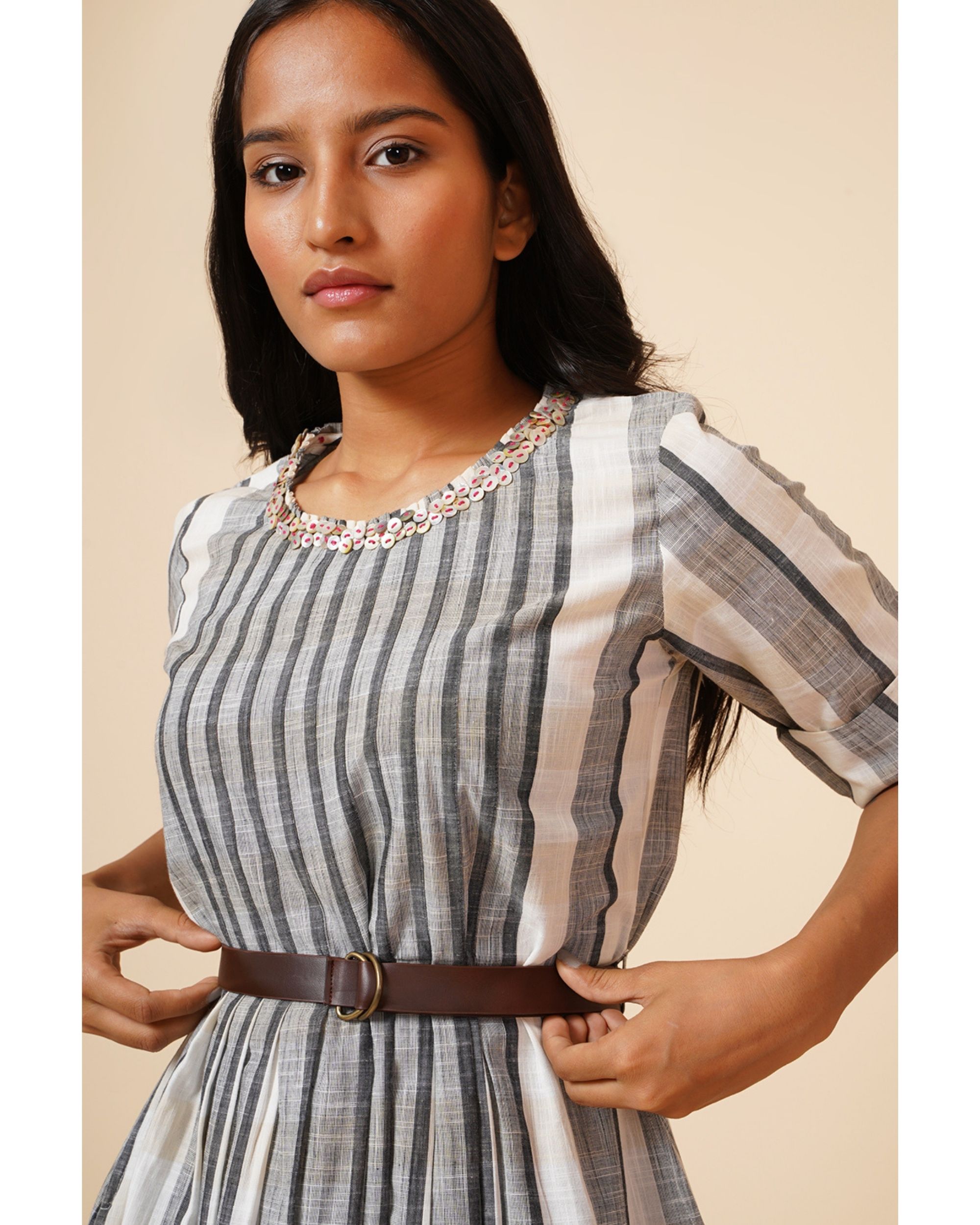 striped dress with belt