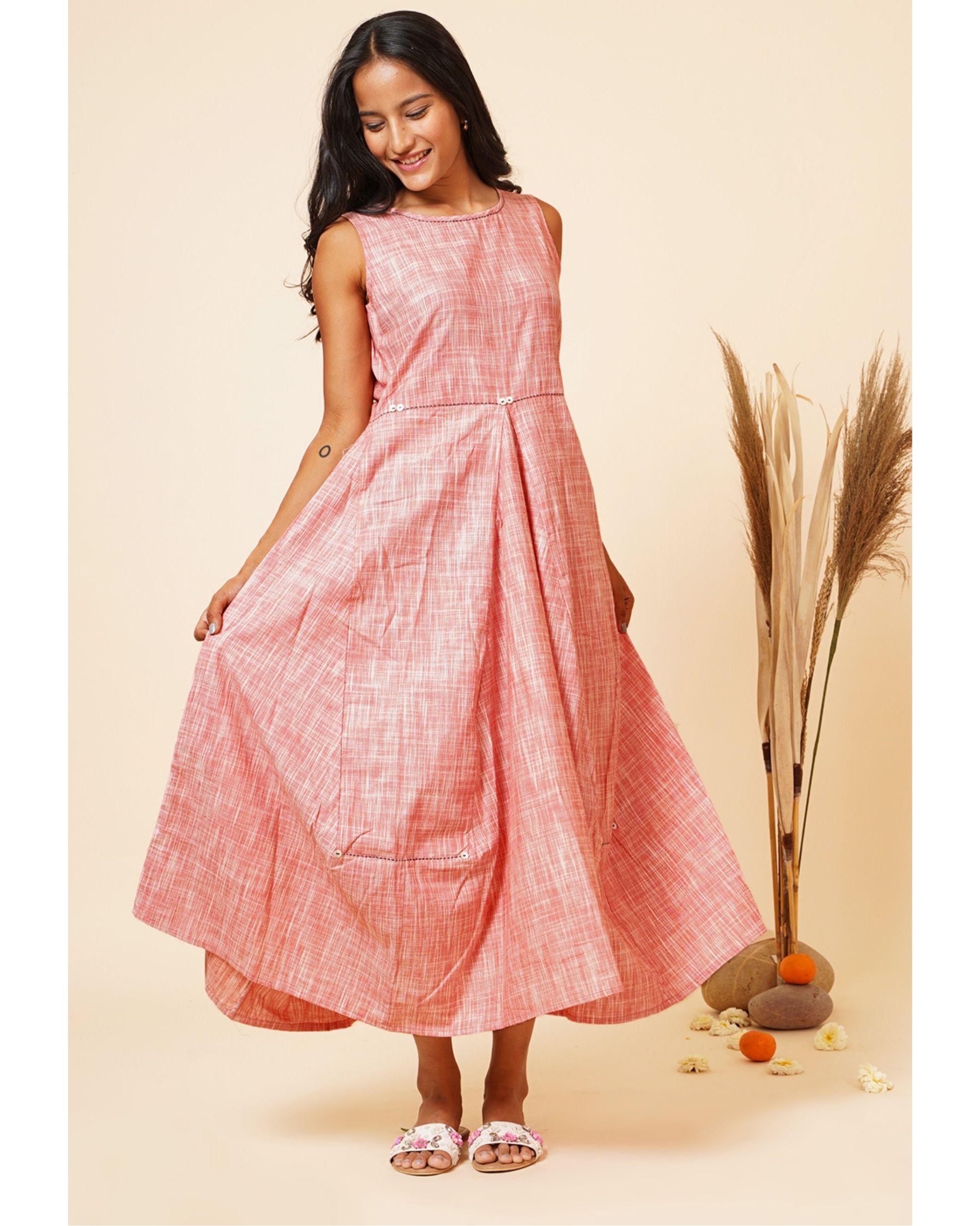 Grey striped jacket with maxi dress set of two by Miar The Secret Label