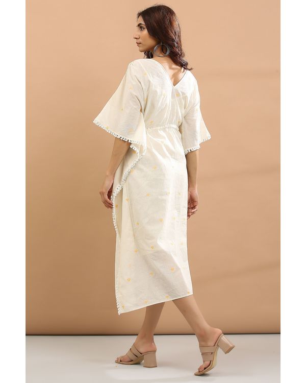 Off white kaftan with yellow hearts with inner - set of two 3