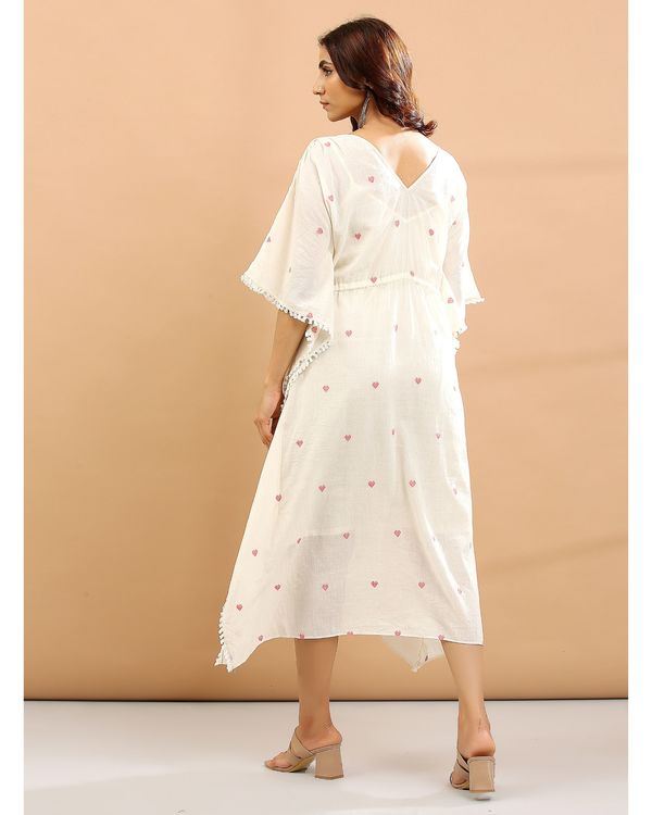 Off white kaftan with red hearts with inner - set of two 3