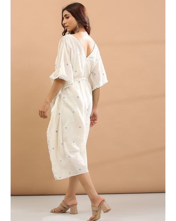 Off white kaftan with blue hearts with inner - set of two 3