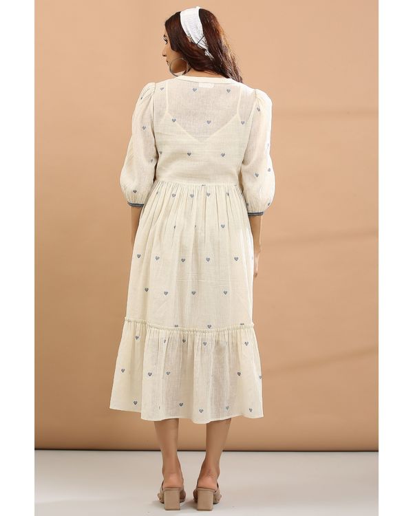 Off white and blue hearts striped midi dress with inner - set of two 2