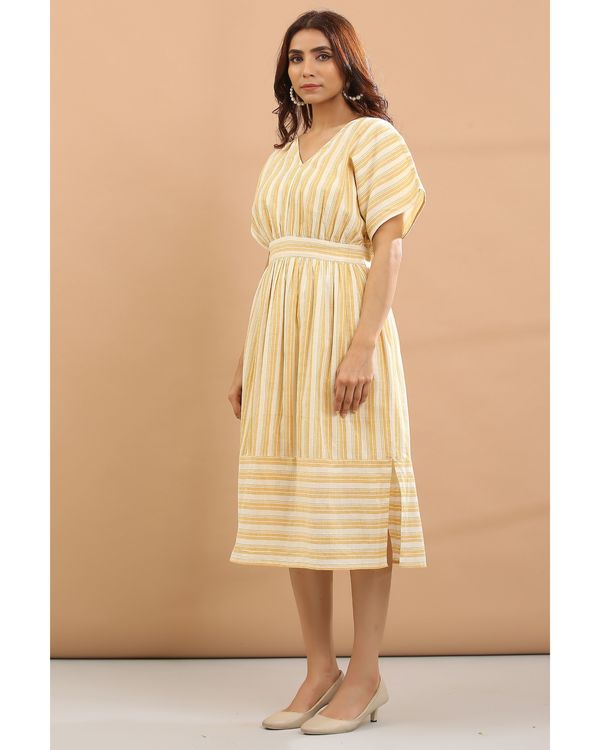 Yellow striped midi dress 1