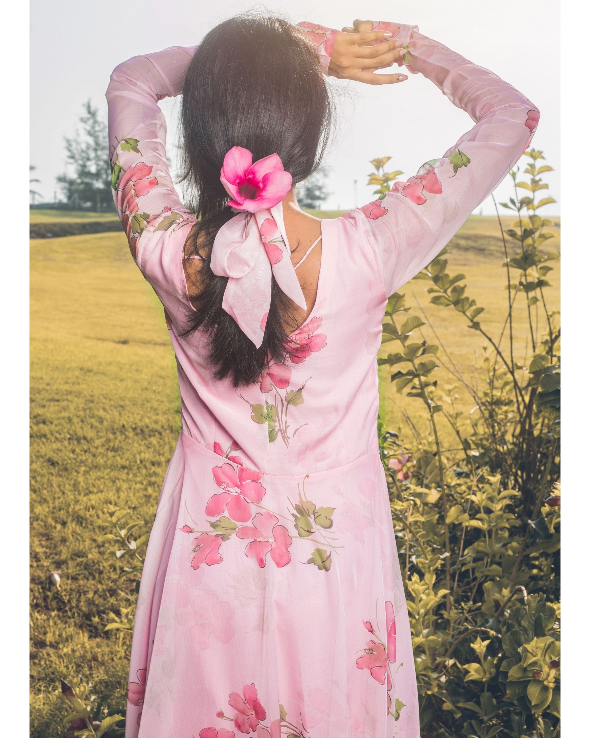 Taffy pink floral organza dress by Niram The Secret Label