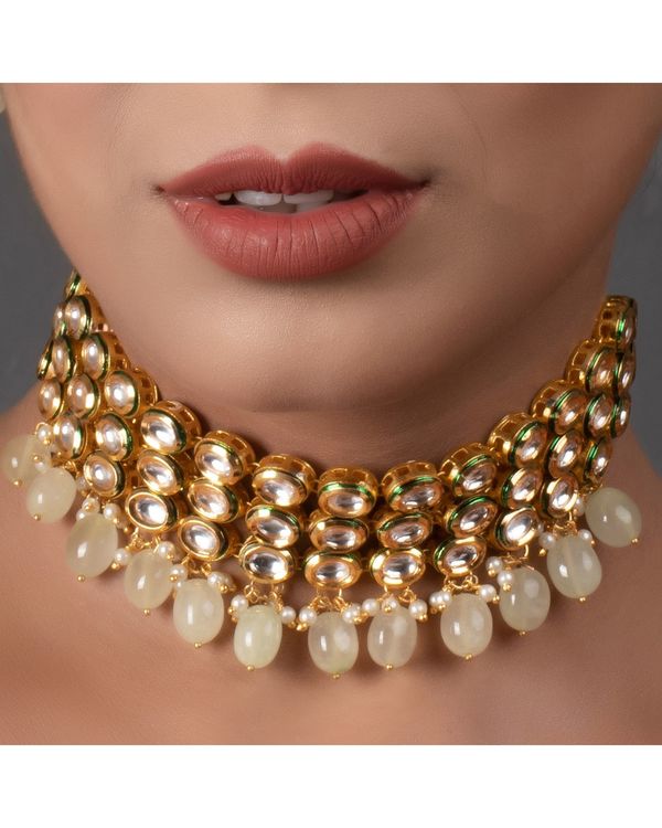 Ivory kundan beaded choker 2