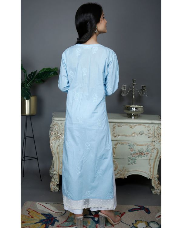 Blue chikankari cotton kurta 1