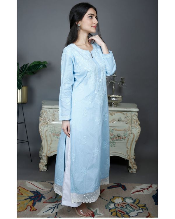 Blue chikankari cotton kurta 3
