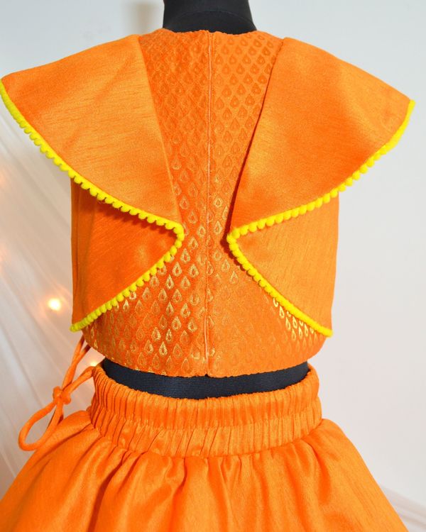 Orange and yellow ruffle crop top and skirt - set of two 1
