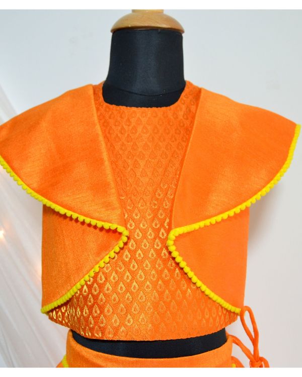 Orange and yellow ruffle crop top and skirt - set of two 4