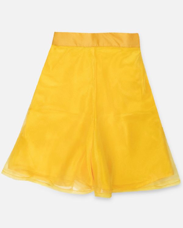 Bougain villea yellow sequined crop top and palazzo with organza jacket - set of three 4