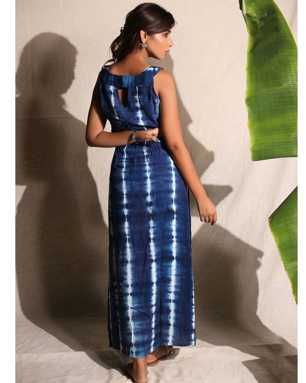 Blue and white tie and dye long dress 3