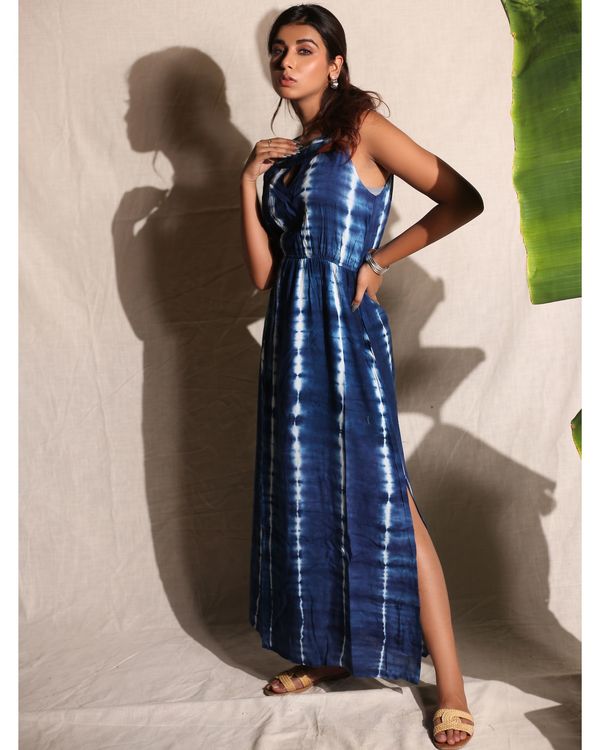Blue and white tie and dye long dress 2