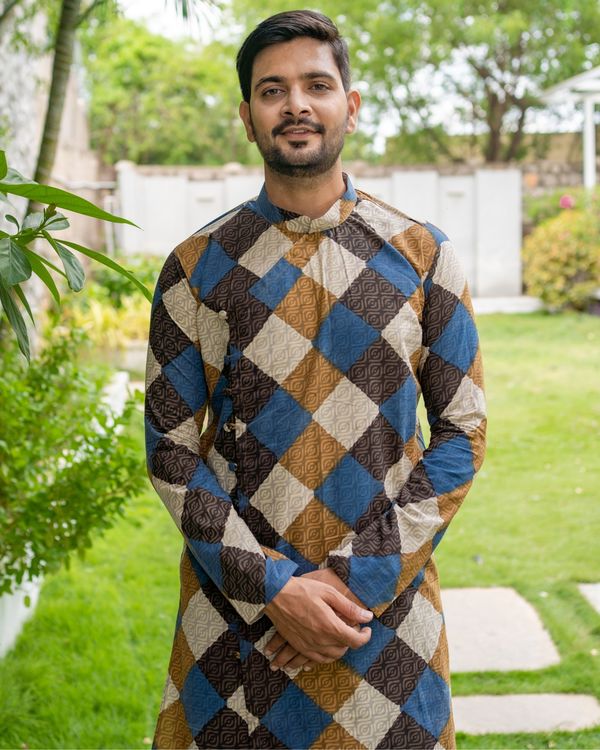 Multicolor criss cross checkered kurta 1