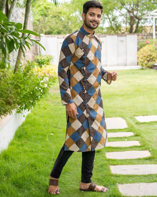 Multicolor criss cross checkered kurta 2