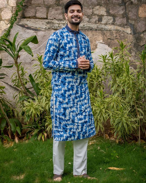 Blue tie dye kurta 1
