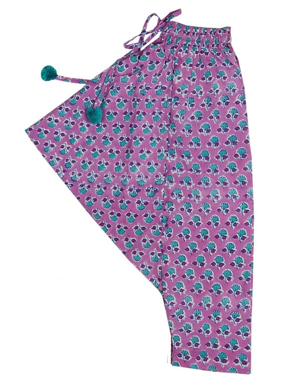 Purple hand block printed harem pant 2