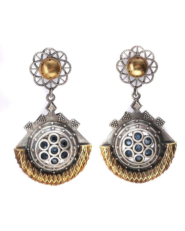 Dual toned floral circular drop earring 2