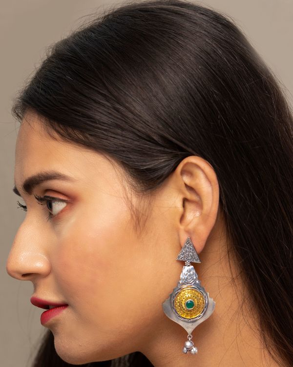 Dual toned trigon antique drop earring 1