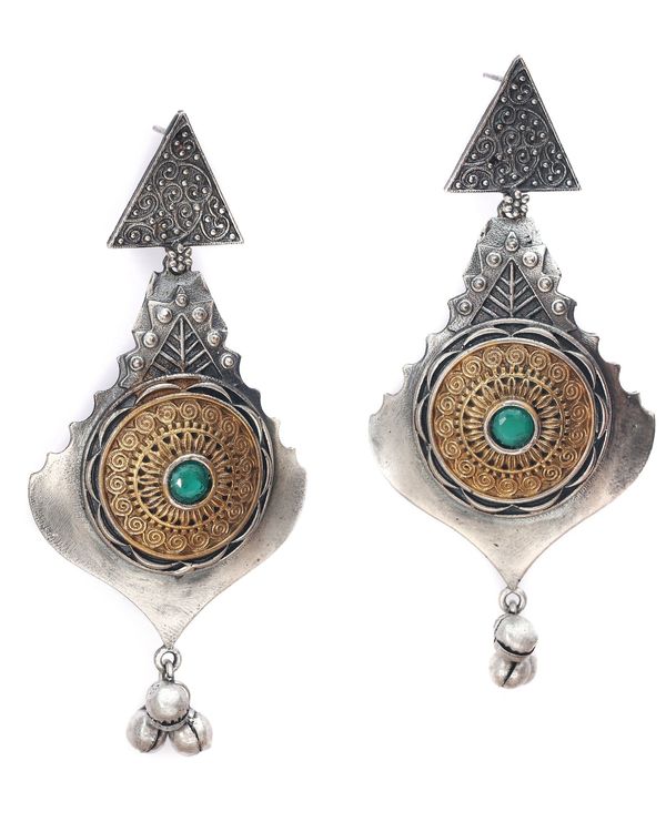 Dual toned trigon antique drop earring 2
