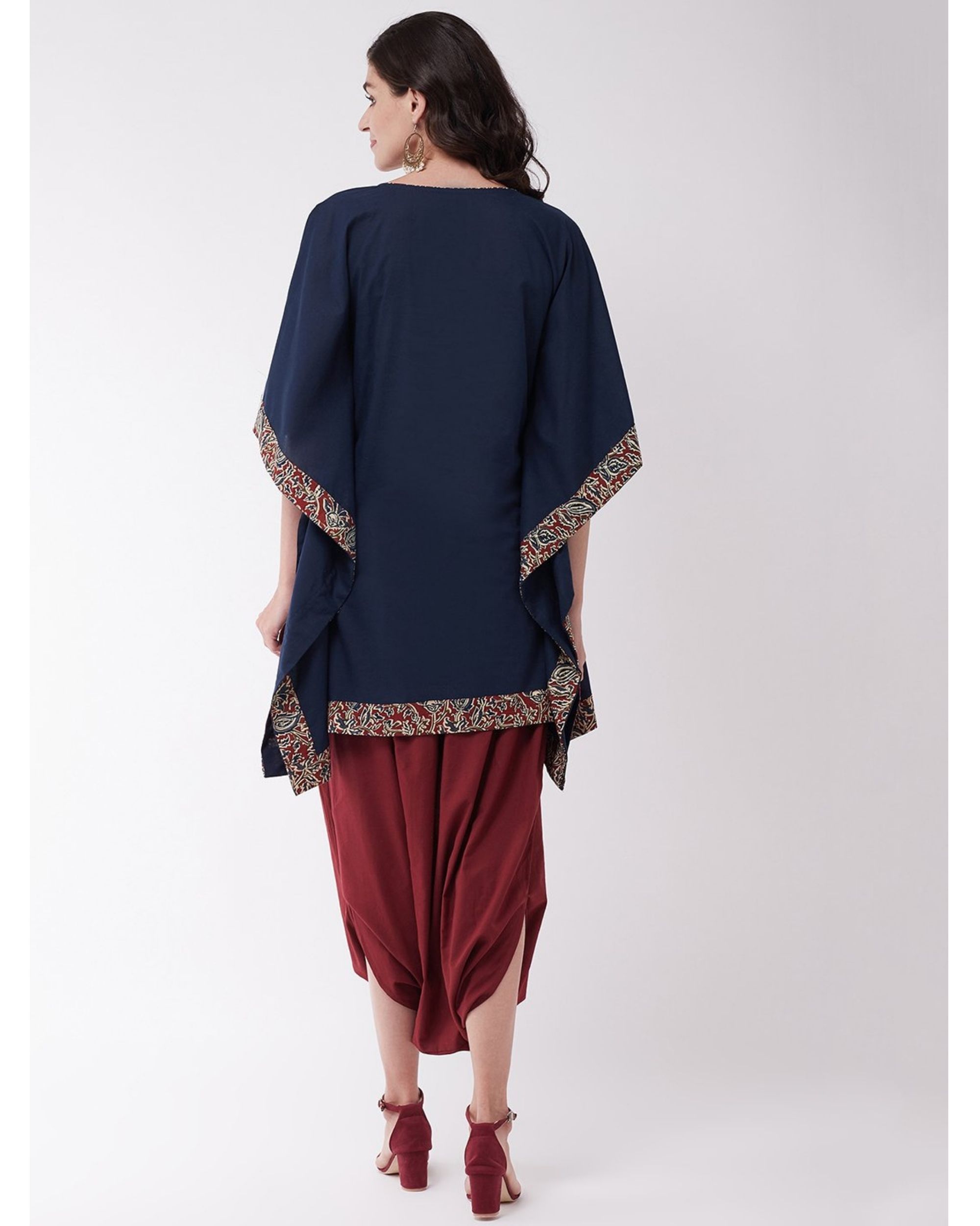 maroon Embroidered Dhoti Pants- Indian Clothing in Denver, CO and Aurora,  CO- India Fashion X