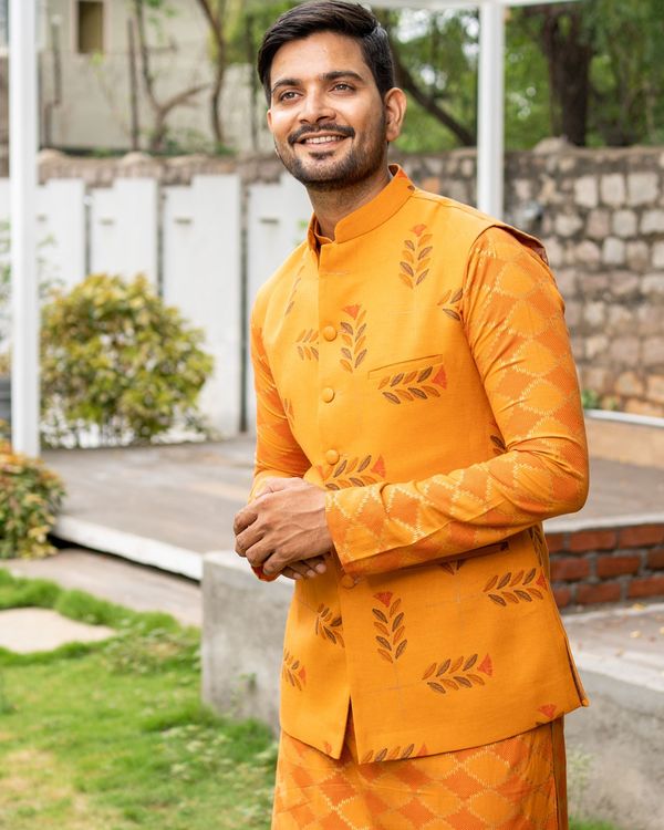 Orange boota nehru jacket 1