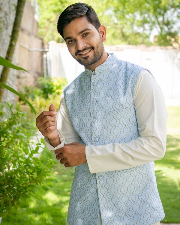 nehru jacket for blue kurta