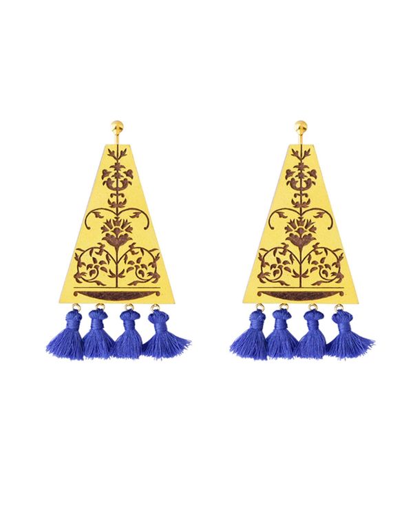 Indigo tasseled earrings 1