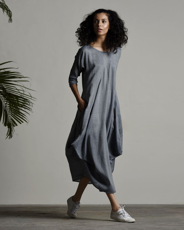 Grey day jhabla dress by Khara Kapas | The Secret Label