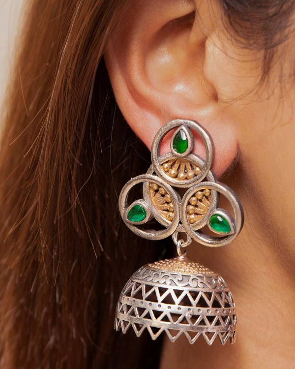 Dual toned tri-circle jhumka 2