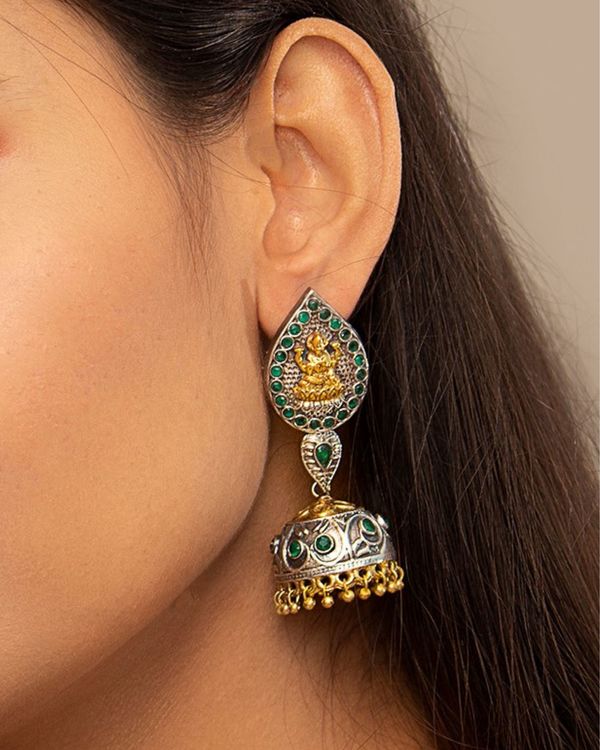 Dual toned lakshmi jhumka with stones 2