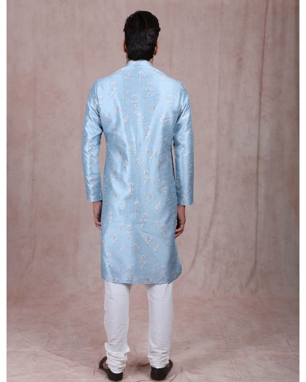 Sky blue printed kurta with churidar set - set of two 1