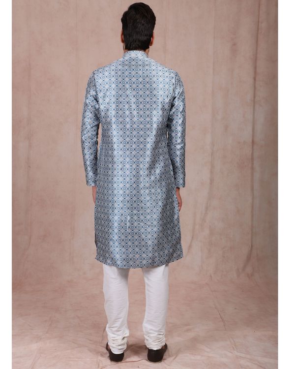 Azure blue geometric printed kurta with churidar set - set of two 1