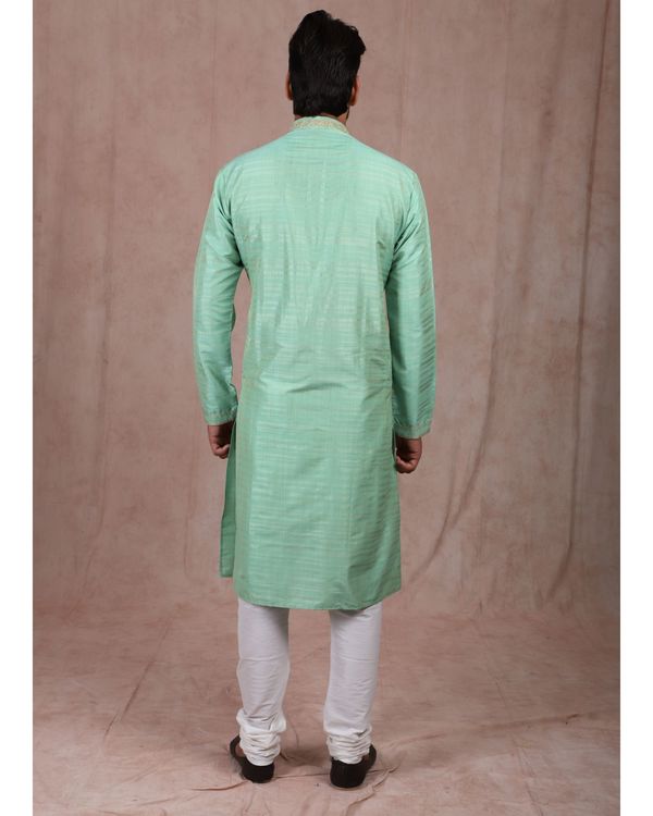 Parrot green embroidered kurta with churidar - set of two 1