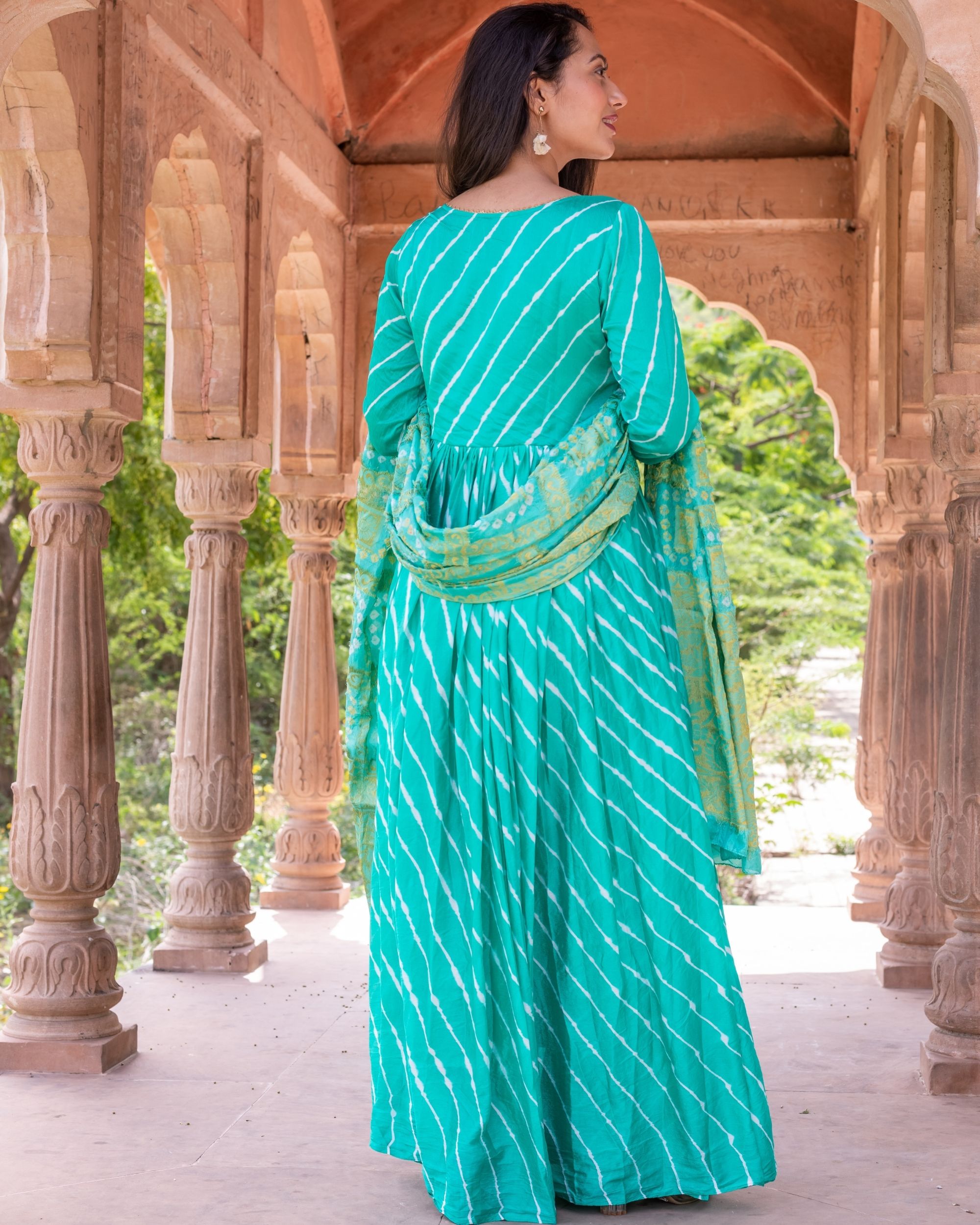 gown with banarsi dupatta
