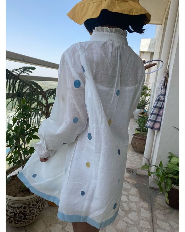 Off white jamdani muslin dress with inner - set of two 3