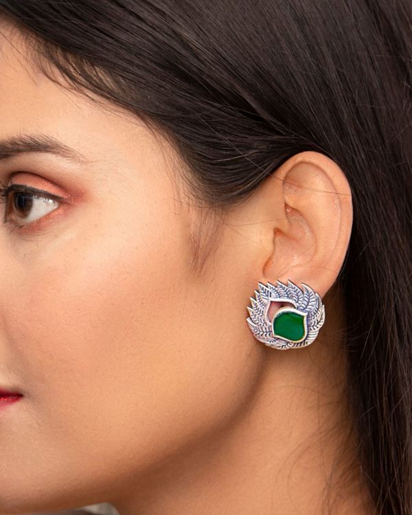 Green stone leaflet studs 1