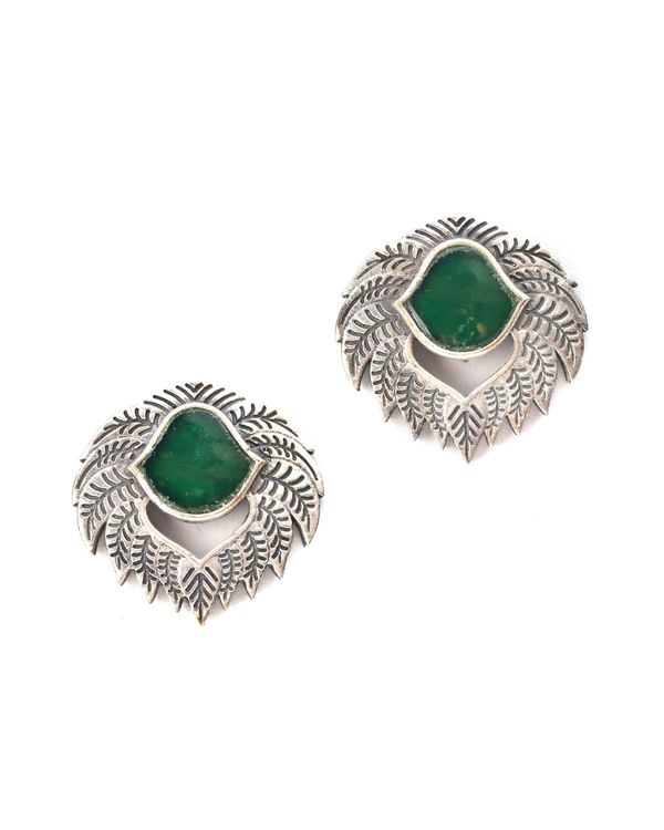 Green stone leaflet studs 2