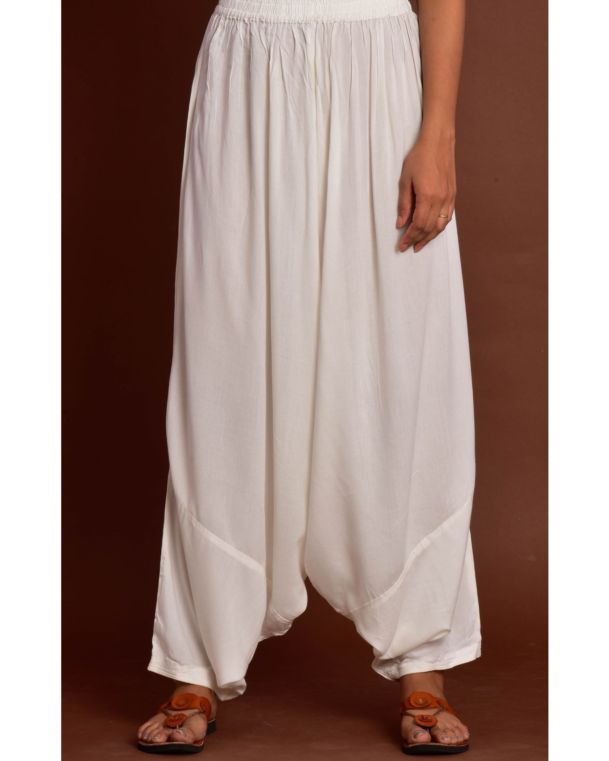 Stitched Casual Wear Ladies White Net Patiala Salwar Waist Size 2636 Inch