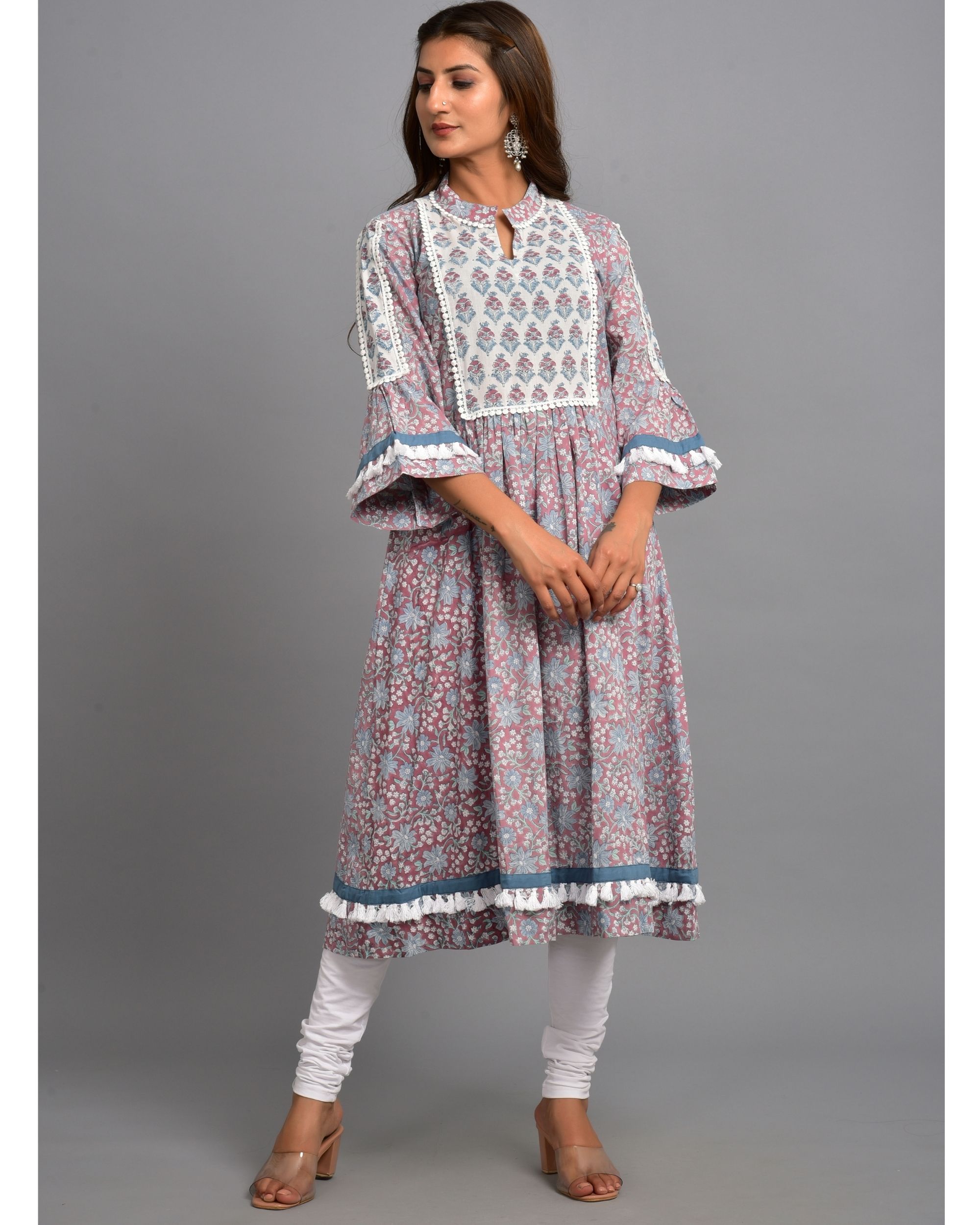 Dusty lilac tassel kurta by Kiswah Clothing The Secret Label