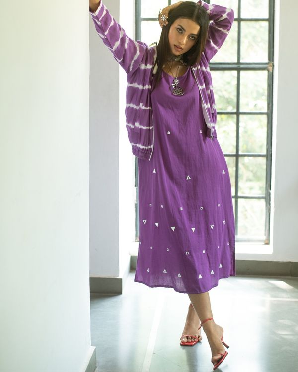 Purple mirror embroidery dress 1