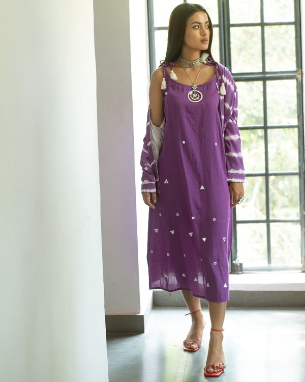 Purple mirror embroidery dress 2