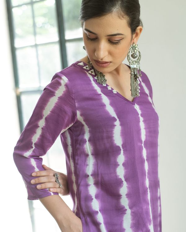 Purple mirror work kurta 1