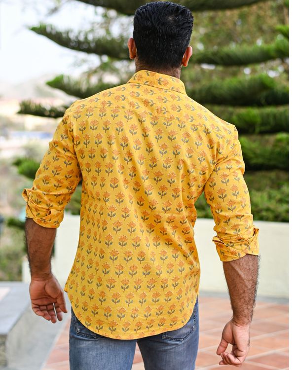 Yellow floral printed shirt 1