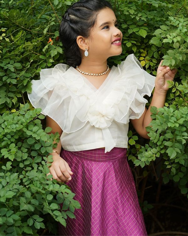 Cream organza crop top and roja skirt - set of two 4