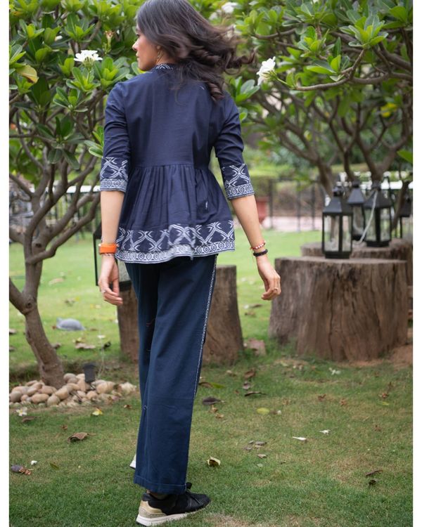 Navy blue printed pant 1