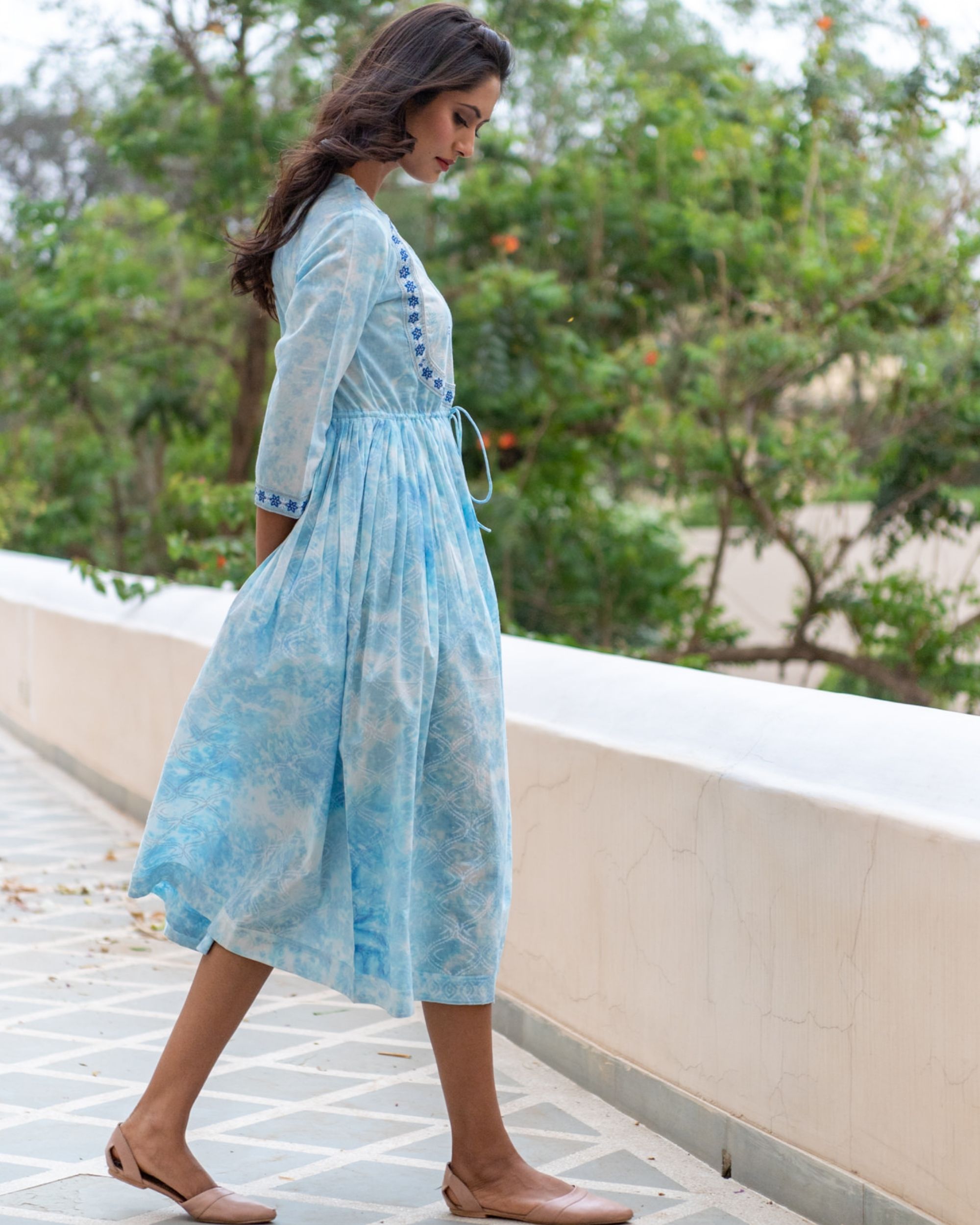 Sky blue anarkali dress by Chappai